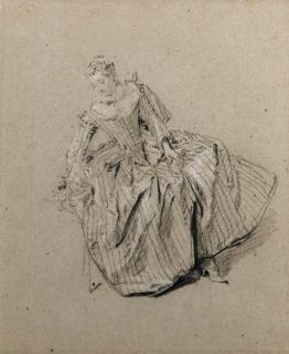 Nicolas Lancret - A seated woman, looking down to the left