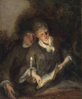 Nicolas Lancret - An Elegant Couple Singing By Candlelight (\'The Duet\')