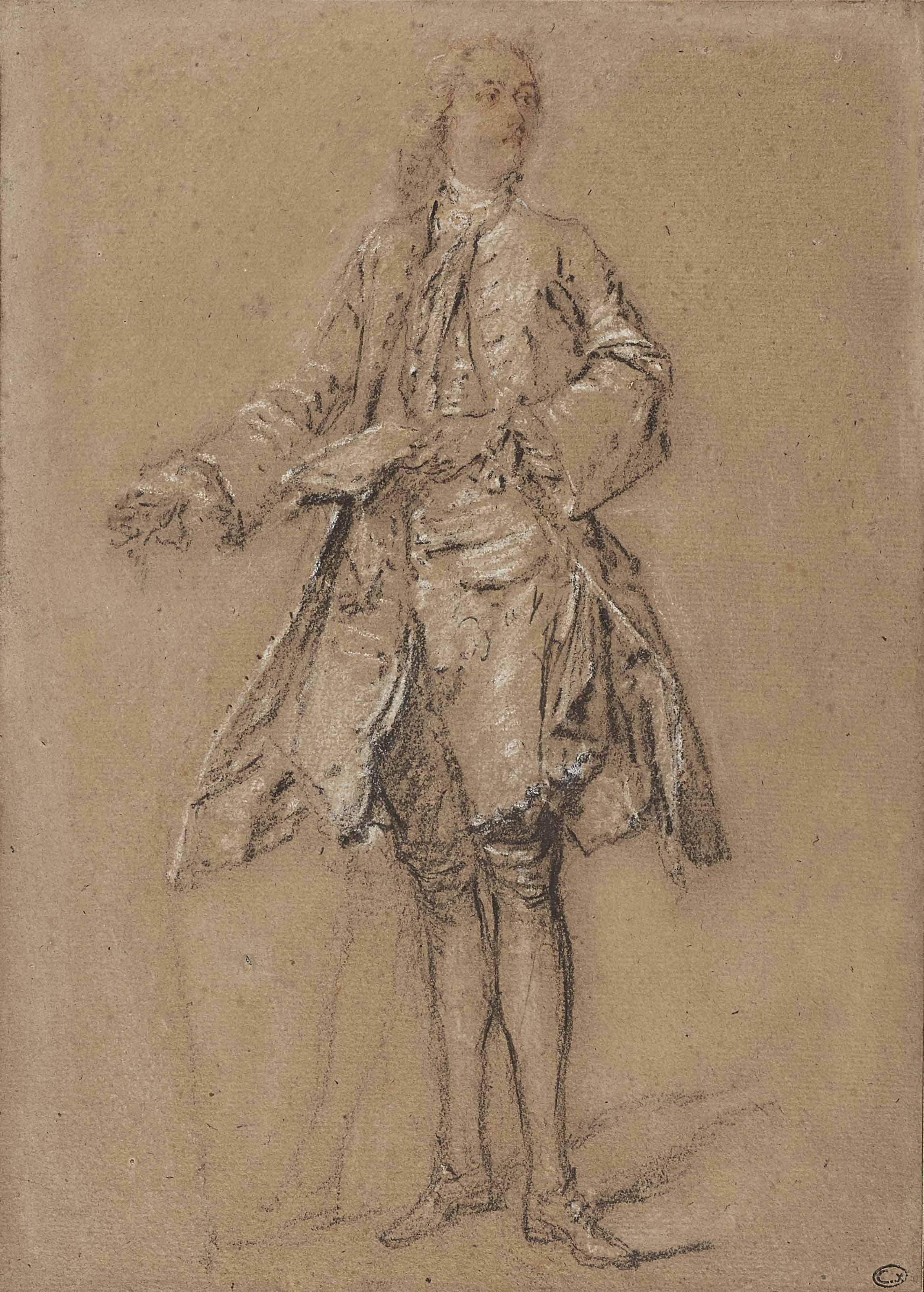 Nicolas Lancret - Homme debout tenant une lettre (l\'acteur Grandval)