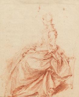 Nicolas Lancret - Study of a seated lady and a subsidiary study of a head