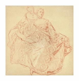 Nicolas Lancret - Two seated women reading music