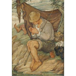 Nicolas-Mathieu Eekman - Pêcheur Amorçantnicolas-Mathieu Eekman ; A Fisherman ; Signed, Numbered And Dated Xiii-Xliv  Lower Left ; Oil On Canvas ; Not Illustrated