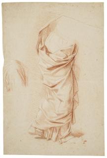 Nicolas Mignard - Study of the body of a draped figure and study of a draped right arm (recto); Sketches (verso)