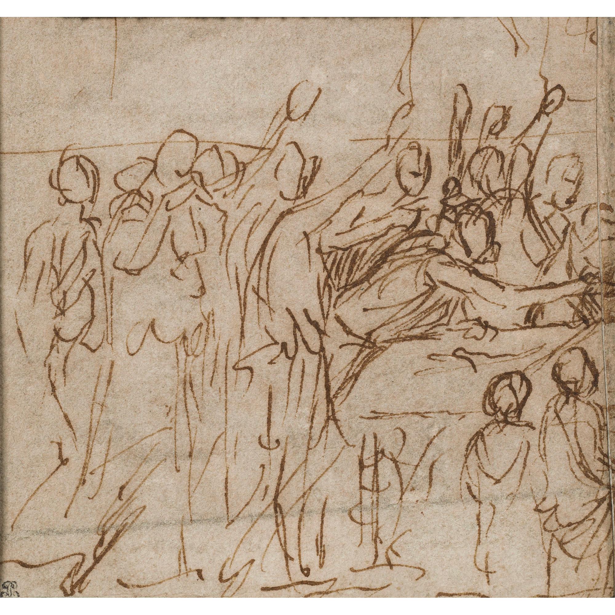 Nicolas Poussin - Groupe De Personnages Autour D\'Un Lit