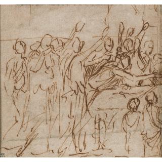 Nicolas Poussin - Groupe De Personnages Autour D\'Un Lit