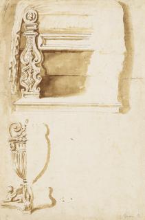 Nicolas Poussin - Studies Of An Imperial Throne And A Vase