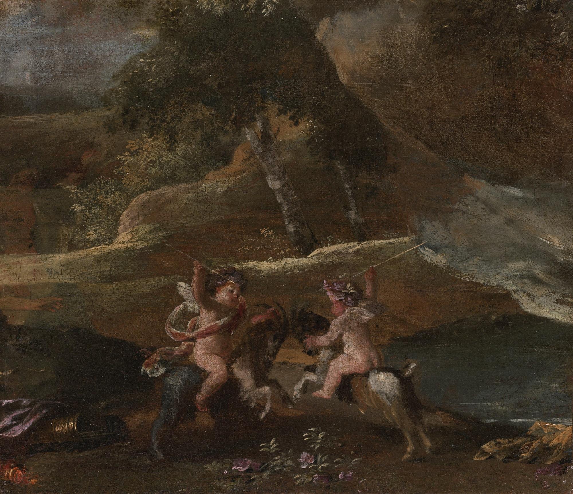 Nicolas Poussin - Two Putti Fighting, Mounted On Goats