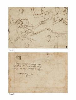 Nicolas Poussin - Un Homme Allongé Sur Un Lit, Deux Hommes Debout Derrière, L\'Un Lui Tenant La Main (Recto); Et Etude De Jambe (Verso)