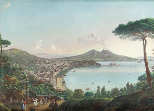 Nicolino Calyo - The Bay of Naples with an American frigate