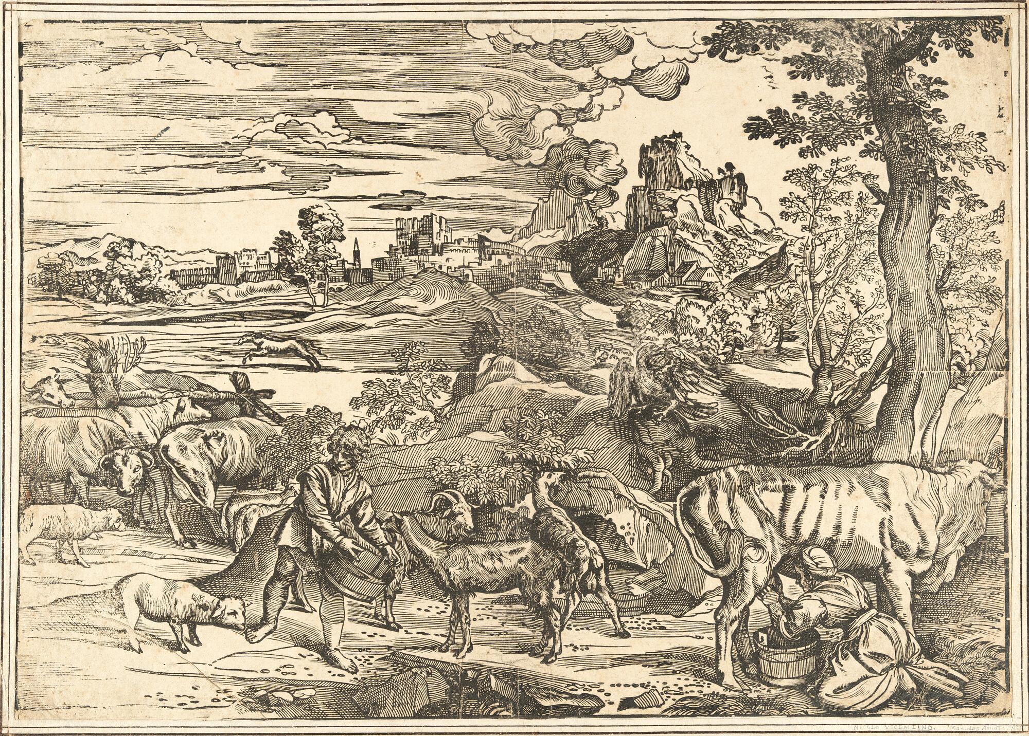 Nicolò Boldrini - Die Landschaft mit der Kuhhirtin