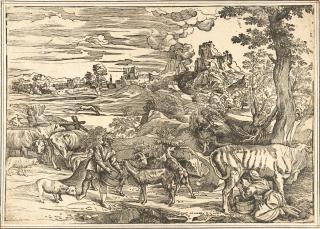 Nicolò Boldrini - Die Landschaft mit der Kuhhirtin