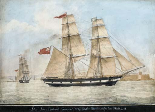 Nicolo S. Cammillieri of Malta - John & Richard, Gravesend: M.C. Butler Master, sailing from Malta. 1854.