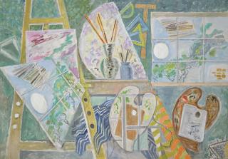 Nicos Hadjikiriakos-Ghika - Greek window, Easel And Reflections