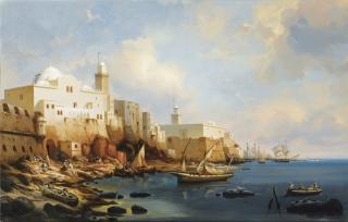 Niels Simonsen - Danish the Port Of Algiers, With The Jamaa Al-Jdid And Jemaa Kebir Mosques