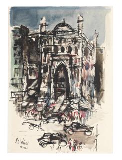 Nikhil Biswas - Two works: Untitled (Horse and Carriage); Untitled (Cityscape) and slightly smaller