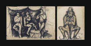 Nikhil Biswas - Untitled (Circus Scene); Untitled (Clown)