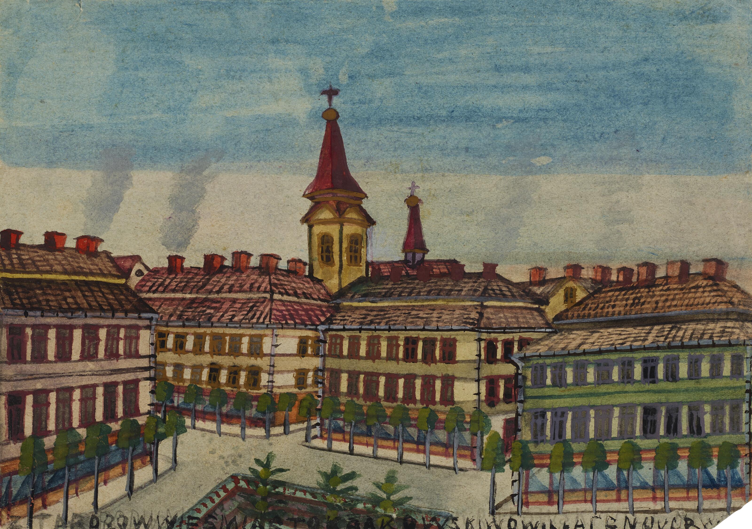 Nikifor Krynicki - Untitled (Town Scene)