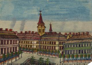 Nikifor Krynicki - Untitled (Town Scene)