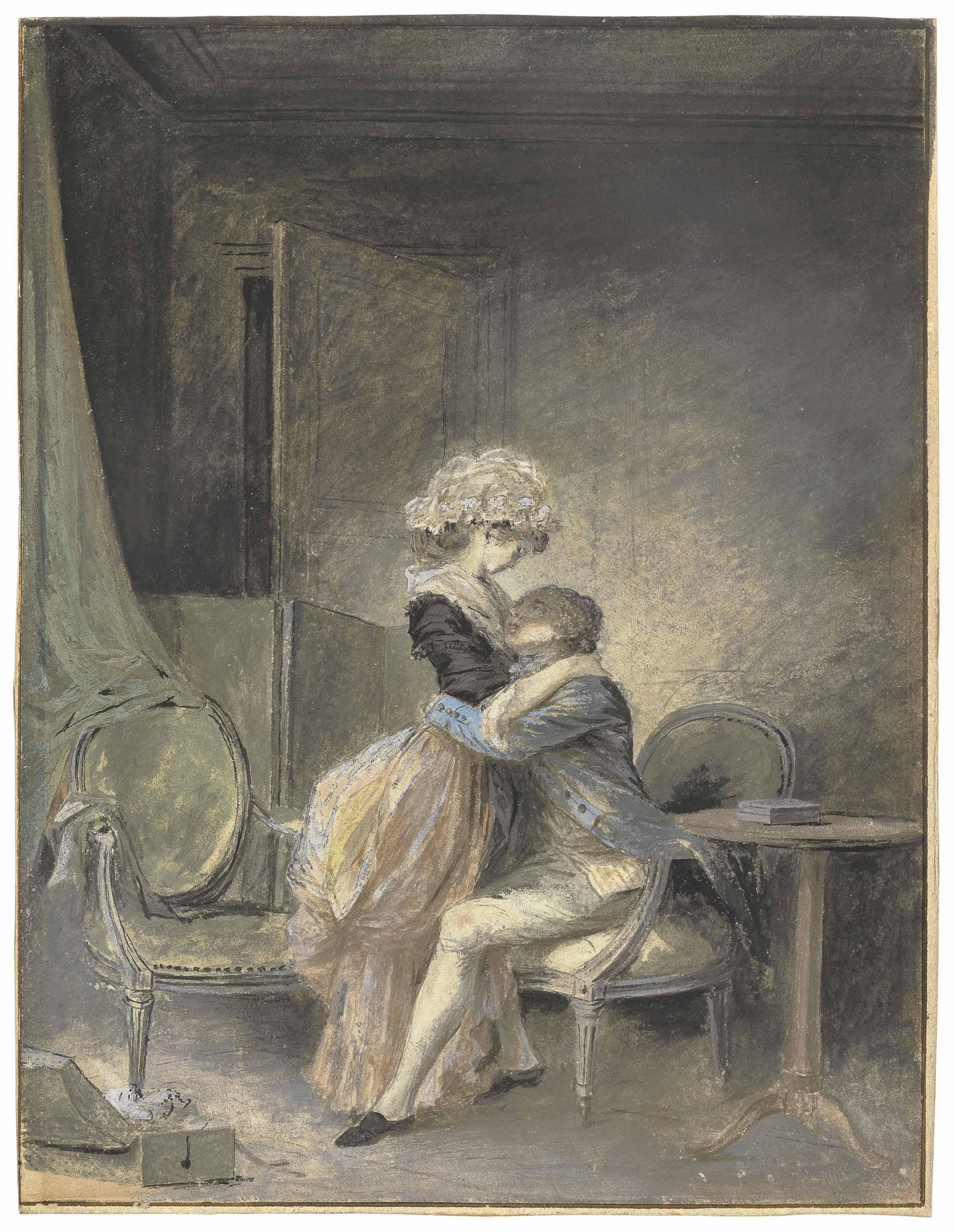 Niklas Lafrensen Ii, Called Lavreince - An amorous couple in an elegant interior