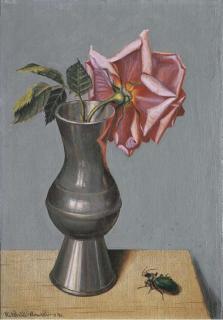 Niklaus Stöcklin - Stilleben mit Rose und Käfer, 1942