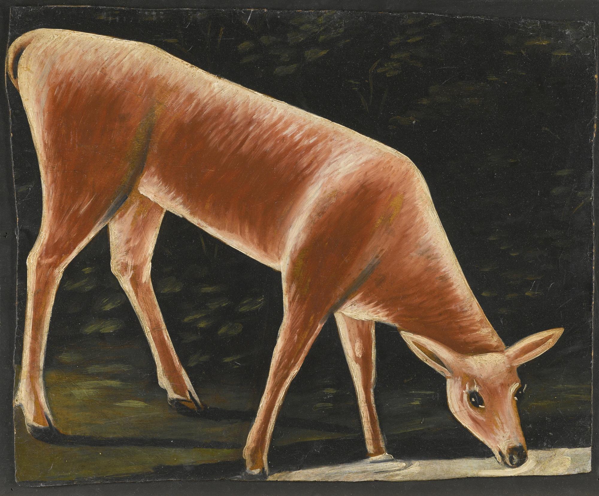 Niko Pirosmani - Roe Deer Drinking From A Stream