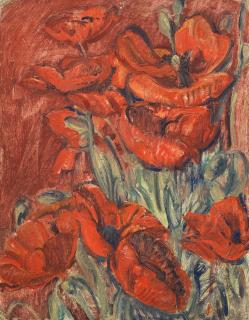 Nikolai Aleksandrovich Tarkhov - Poppies with study for the painting Maternité au manteau rouge (1905) on verso