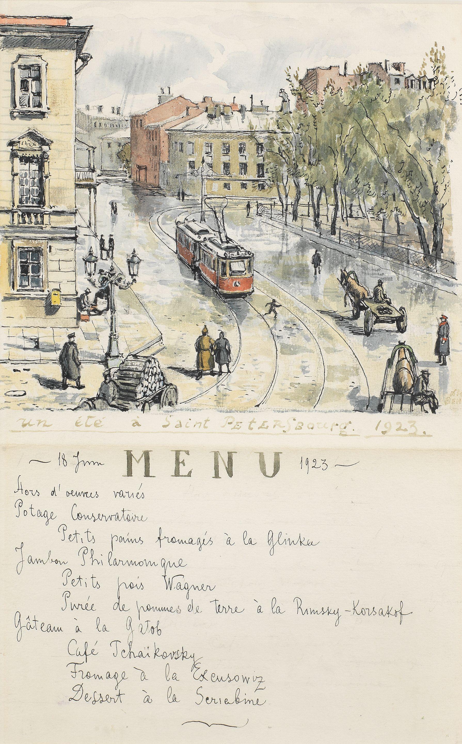 Nikolai Alexandrovich Benois - A St. Petersburg menu, 1923