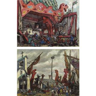 Nikolai Alexandrovich Benois - Two Set Designs For A Production Of Sadko