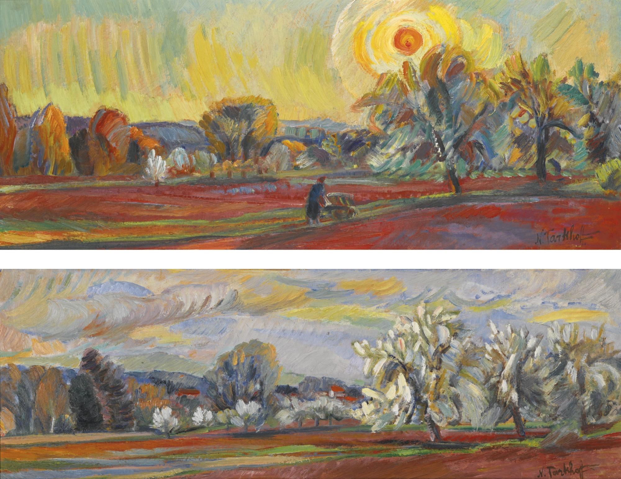 Nikolai Alexandrovich Tarkhov - Landscape With A Setting Sun And Spring