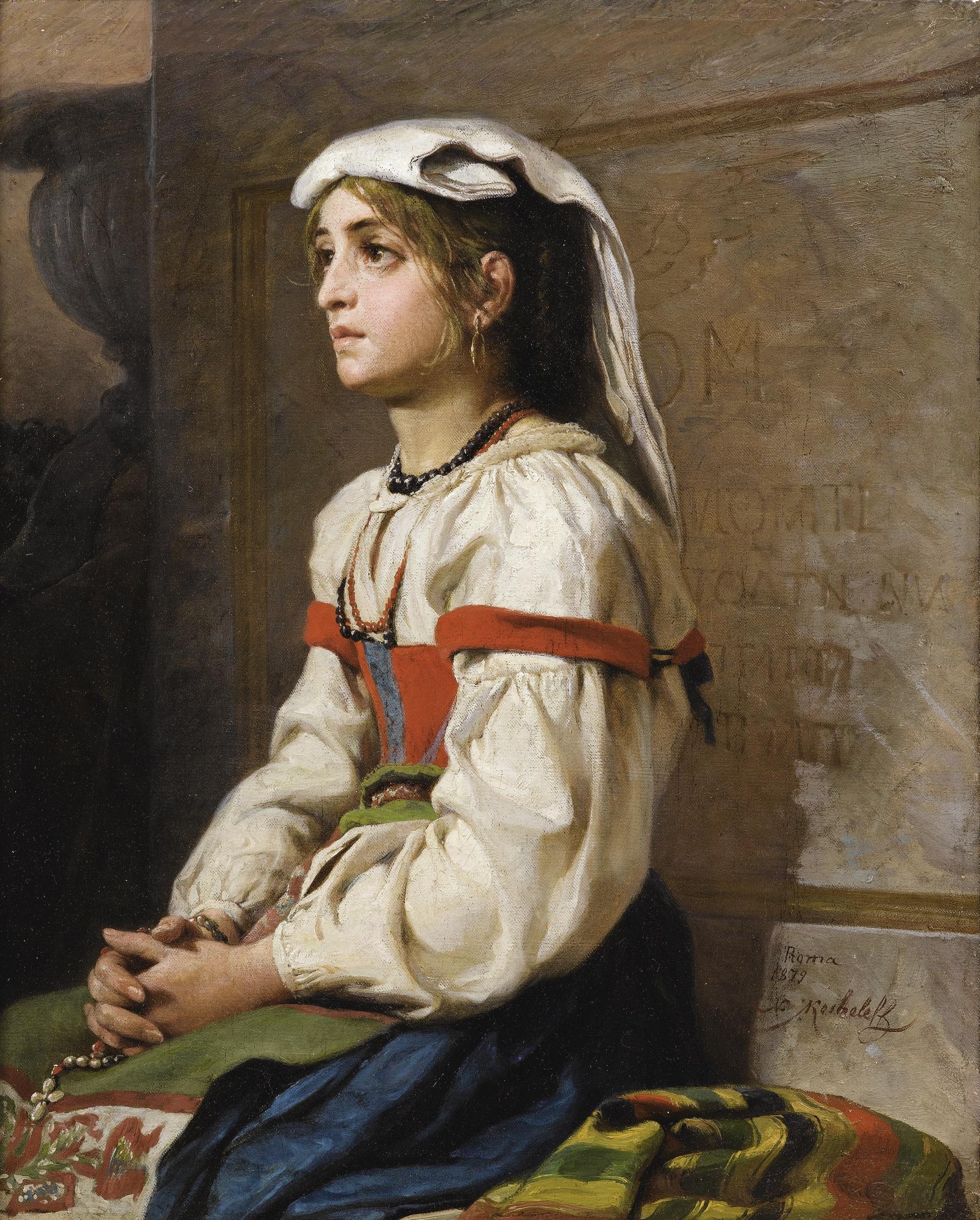 Nikolai Andreevich Koshelev - Portrait Of A Young Roman Woman