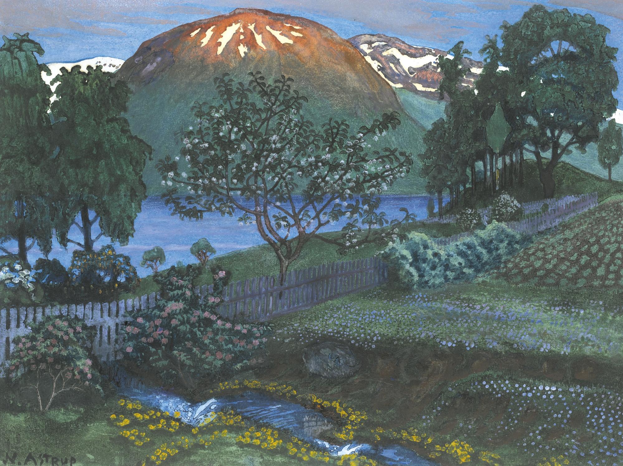Nikolai Astrup - Norwegian Juninatt I Haven (A Night In June In The Garden)
