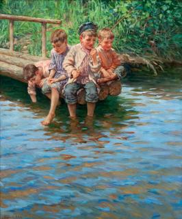 Nikolai Bogdanov Bel\'sky - Boys Fishing.
