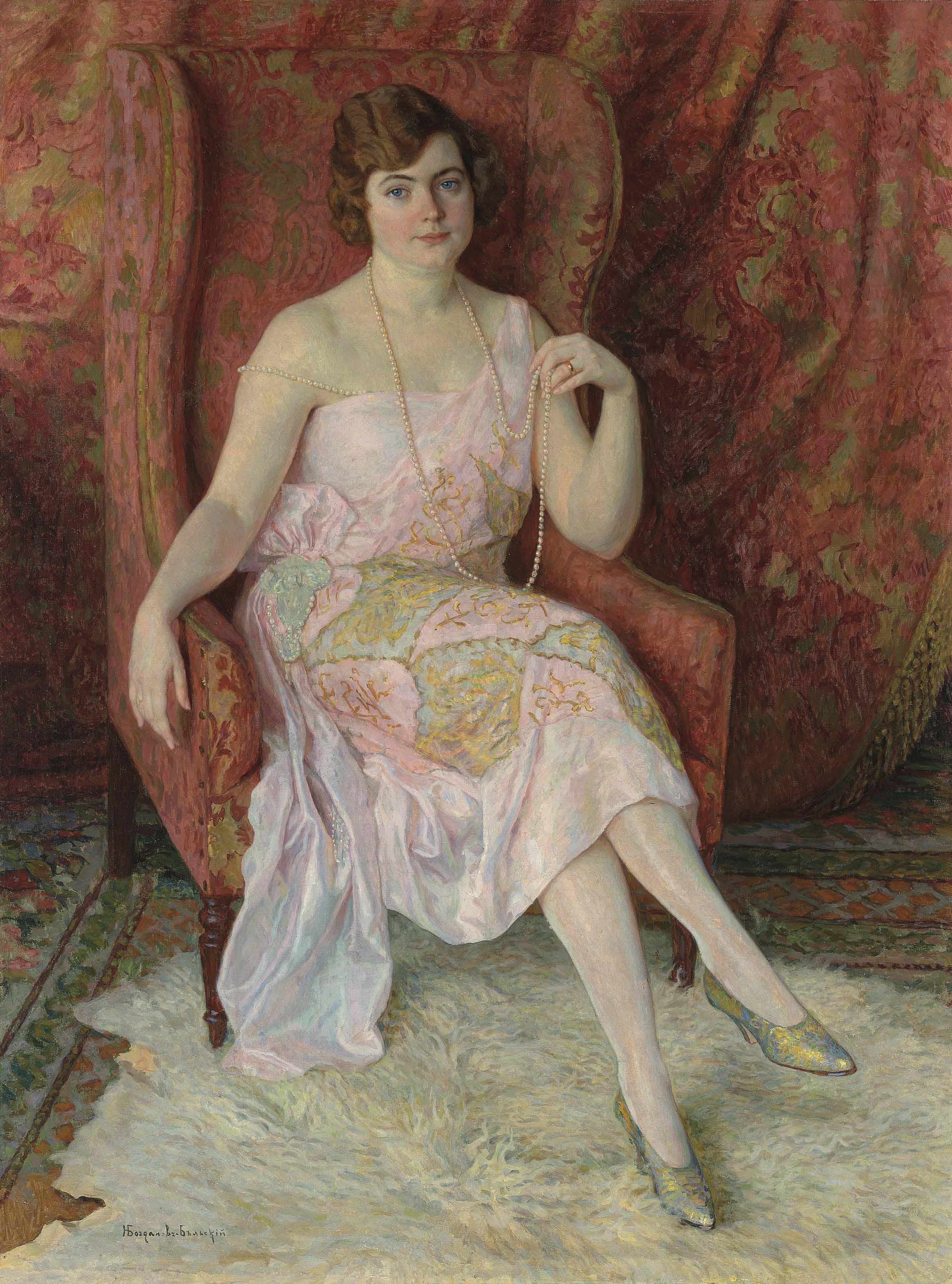 Nikolai Bogdanov-Belsky - Portrait of the artist\'s wife Antonie Erhardt (1894-1969)