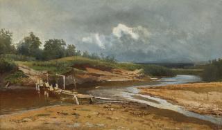 Nikolai Egorovich Makovsky - River Landscape With Cloudy Sky