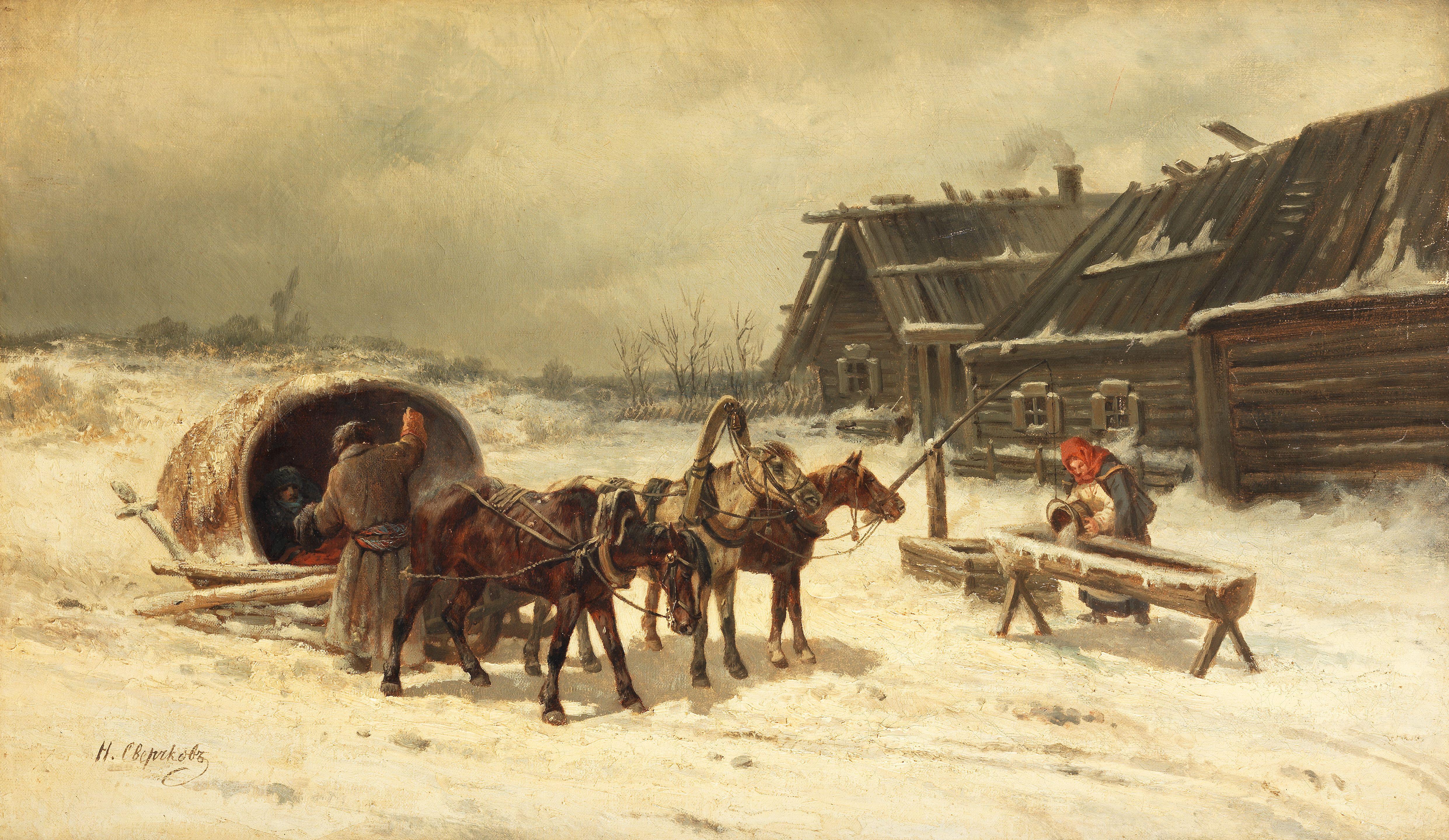 Nikolai Egorovich Sverchkov - A winter\'s day in the village