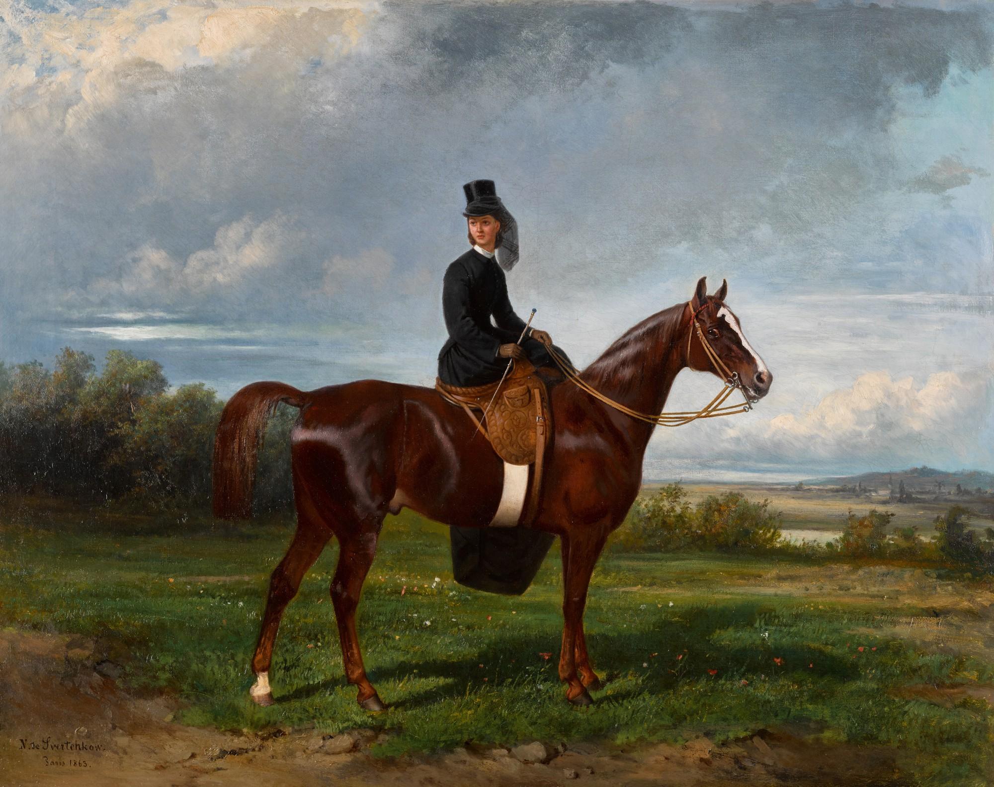 Nikolai Egorovich Sverchkov - Equestrian Portrait of Seymourina Poirson