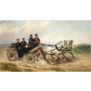 Nikolai Egorovich Sverchkov - Tsar Alexander Iii And Kaiser Wilhelm In A Landau