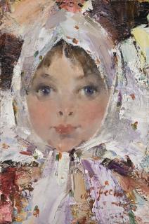 Nikolai Fechin - Russian Girl In Headscarf