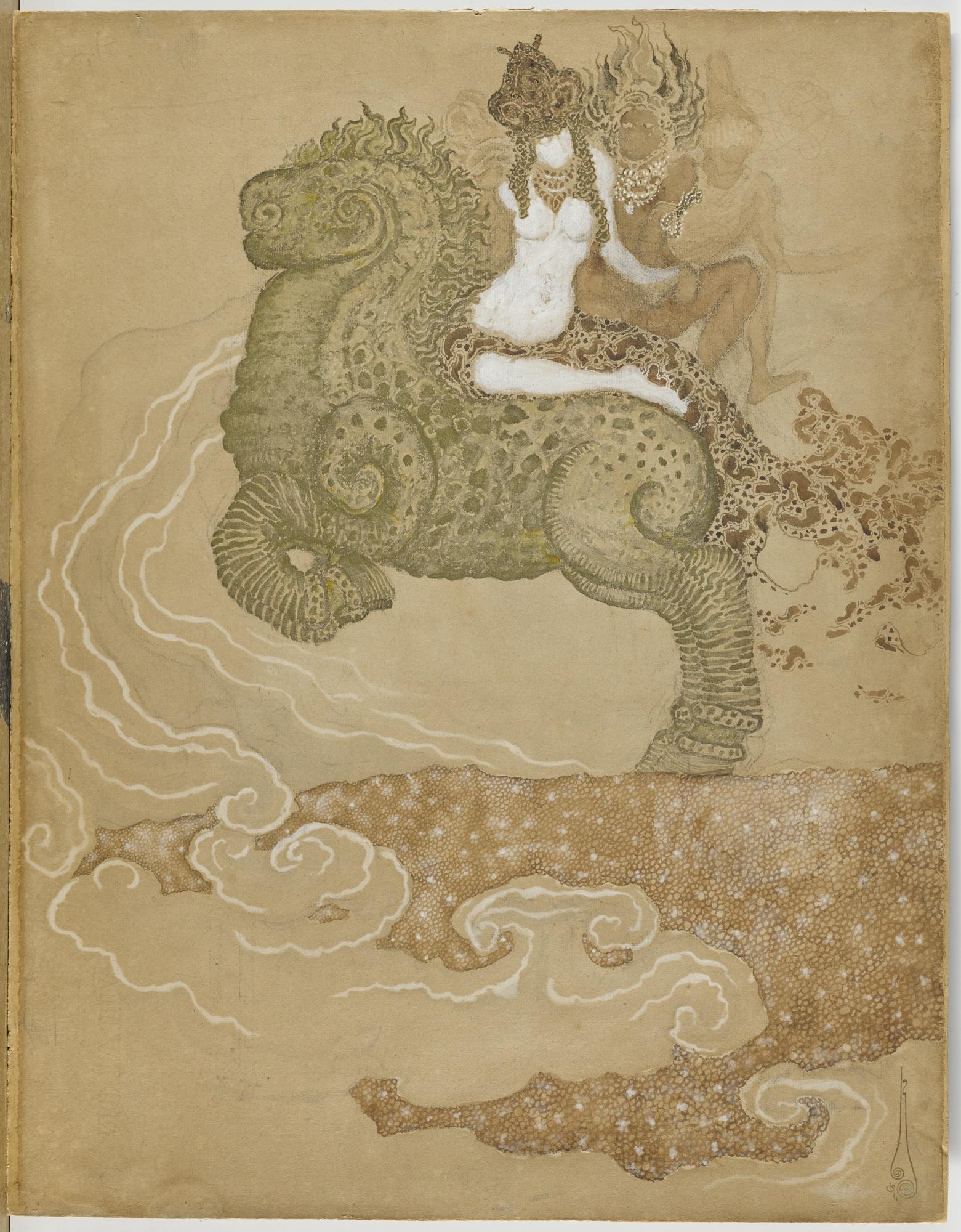 Nikolai Konstantinovich Kalmakov - Three Women Riding A Monster