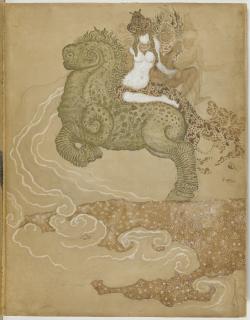 Nikolai Konstantinovich Kalmakov - Three Women Riding A Monster