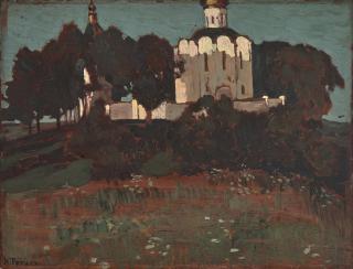 Nikolai Konstantinovich Roerich - \'Ancient church of the Intercession of the Holy Virgin\' at city of Vladimir