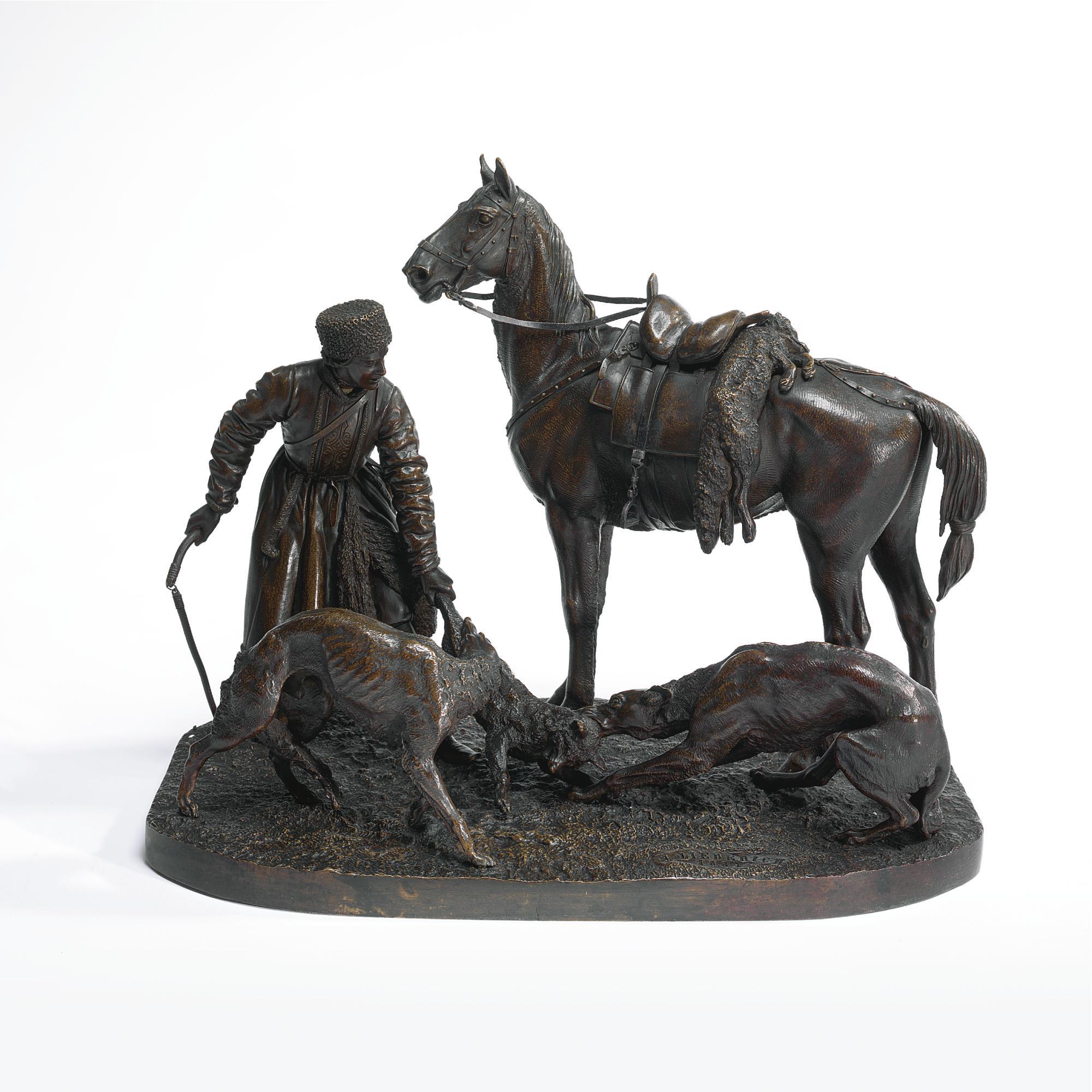 Nikolai Lieberich - A Russian Bronze Of A Fox Hunt
