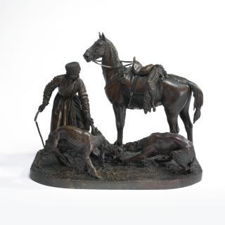 Nikolai Lieberich - A Russian Bronze Of A Fox Hunt