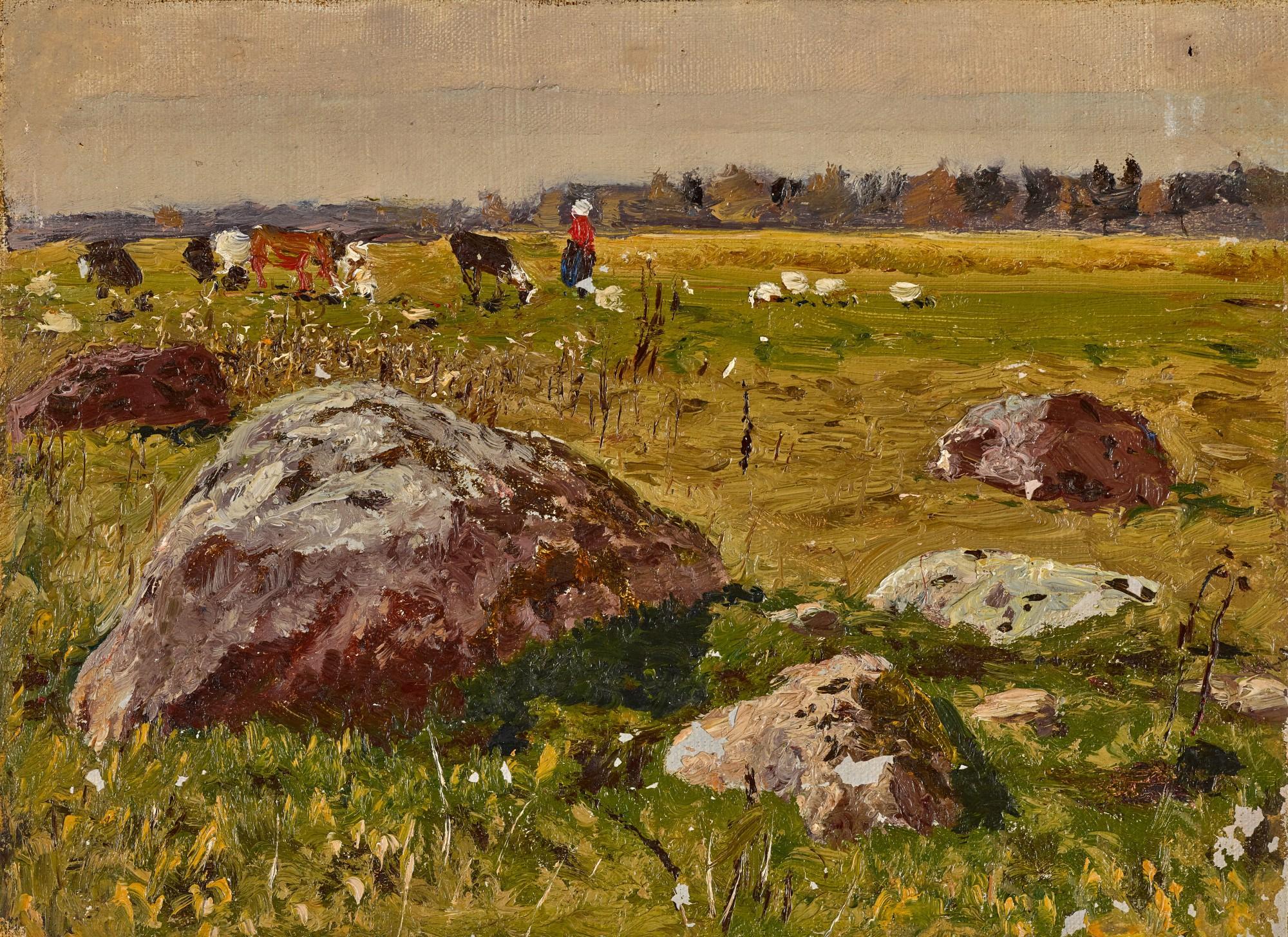 Nikolai Nikanorovich Dubovskoy - Herdswoman and Cattle in a Landscape