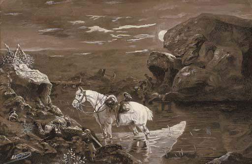 Nikolai Nikolaevich Karazin - Horse watering at the edge of a battlefield