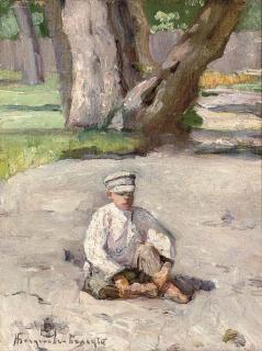 Nikolai Petrovich Bogdanov-Bel\'Sky - A boy sitting before a tree