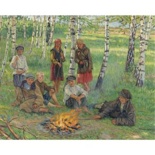Nikolai Petrovich Bogdanov-Belsky - Russian By The Campfire