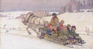 Nikolai Petrovich Bogdanov-Bel\'Sky - The sleigh ride
