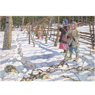 Nikolai Petrovich Bogdanov-Belsky - Young Drivers On A Bear Hunt