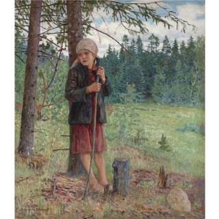 Nikolai Petrovich Bogdanov-Belsky - Young Girl In A Forest
